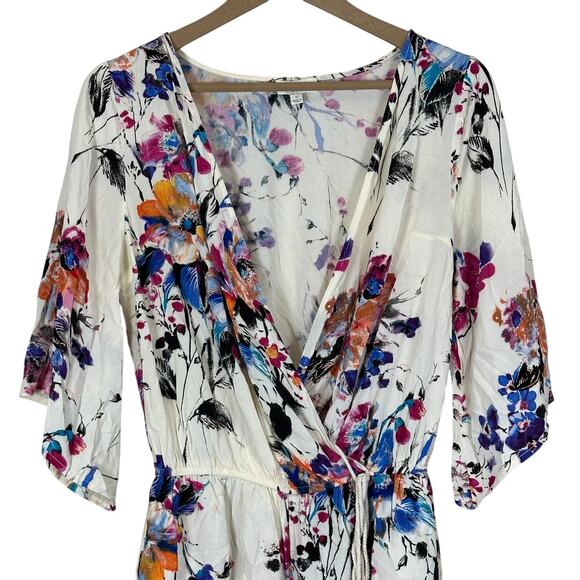 Umgee Romper Womens S Floral Cotton 3/4 Kimono Sleeve Boho Festival Lightweight - Picture 2 of 6